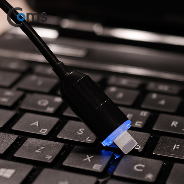 Coms USB/Lightning 8P 케이블, LED(완충알림), Black, 1.2M