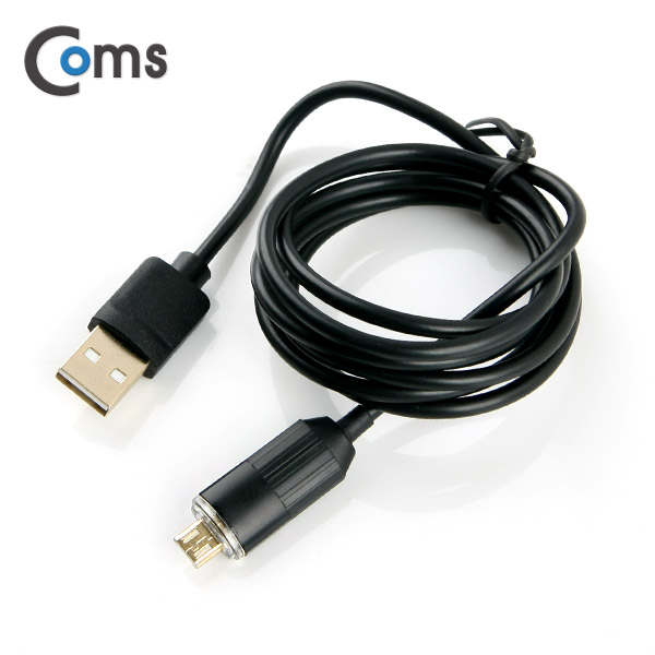 Coms USB/Micro USB(B) 케이블, LED(완충알림), Black, 1.2M