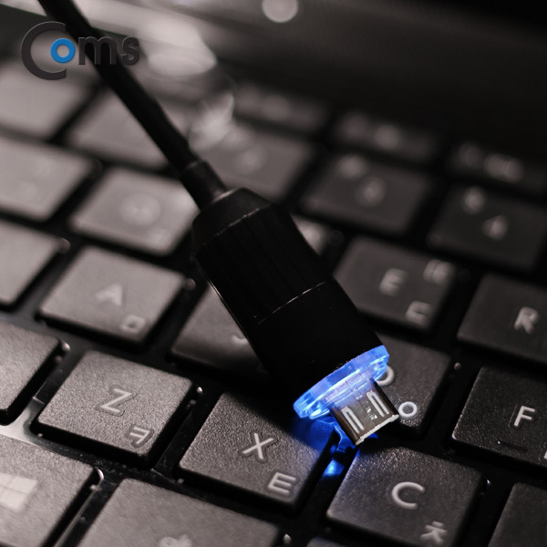 Coms USB/Micro USB(B) 케이블, LED(완충알림), Black, 1.2M