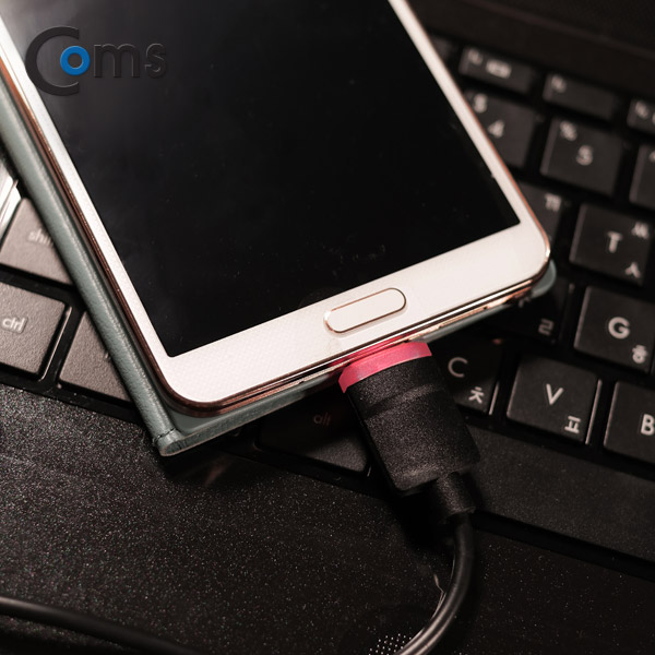 Coms USB 2.0/Micro USB(B) 케이블, LED(완충알림), Black, 1