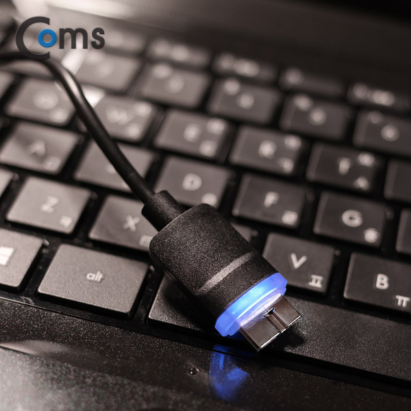 Coms USB 2.0/Micro USB(B) 케이블, LED(완충알림), Black, 1