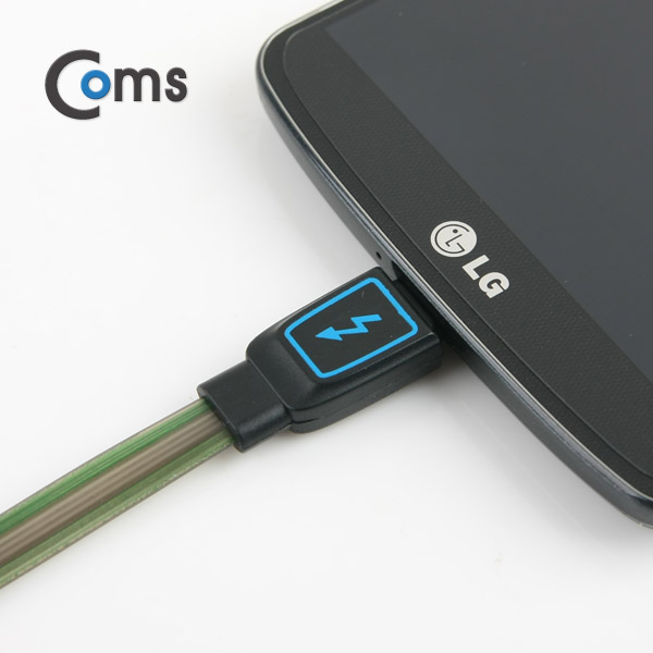 Coms 플래쉬 LED 발광 케이블 USB/Micro USB(B) 1.2M Black