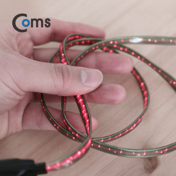 Coms 플래쉬 LED 발광 케이블 USB/Micro USB(B) 1.2M Black