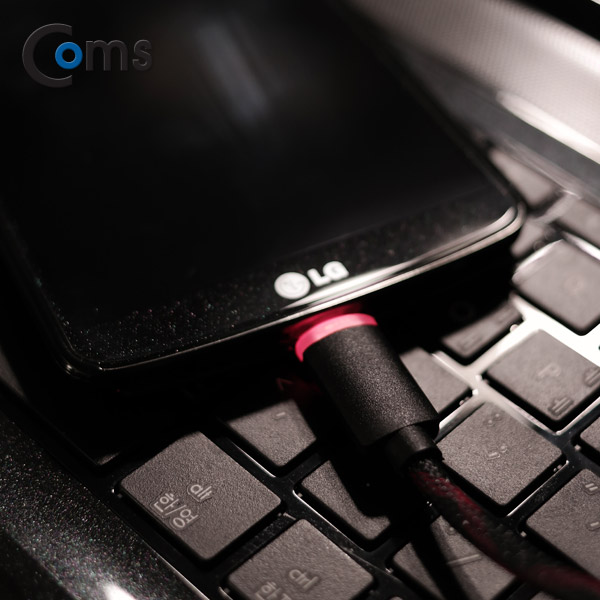 Coms USB/Micro USB(B) 케이블(LED), 고속충전, Black, 1M