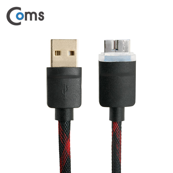 Coms USB 2.0/Micro USB(B) 케이블 LED, 고속충전, Black, 1M