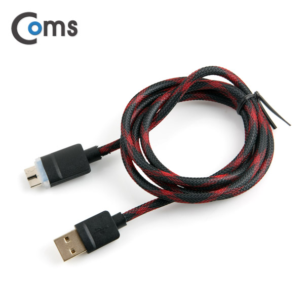 Coms USB 2.0/Micro USB(B) 케이블 LED, 고속충전, Black, 1M