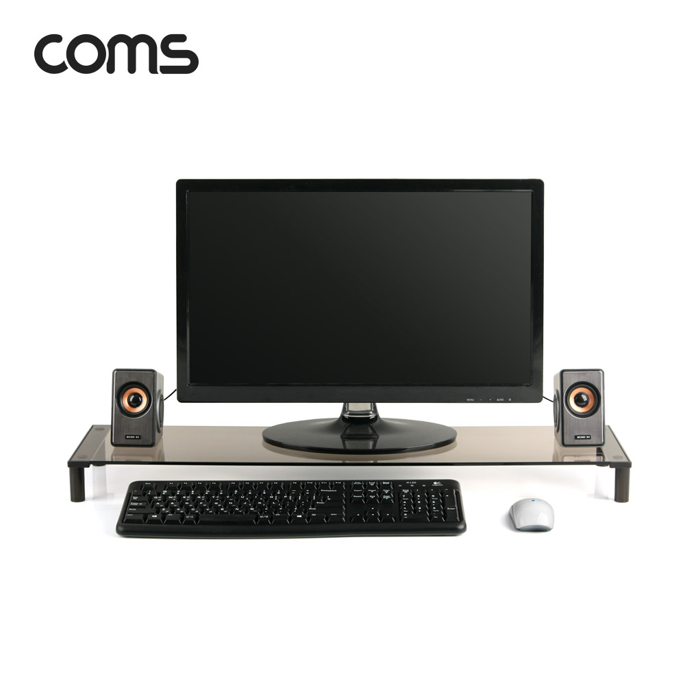 Coms 듀얼 모니터 스탠드 1단 (760*209 = 1ea), 유리볼트형