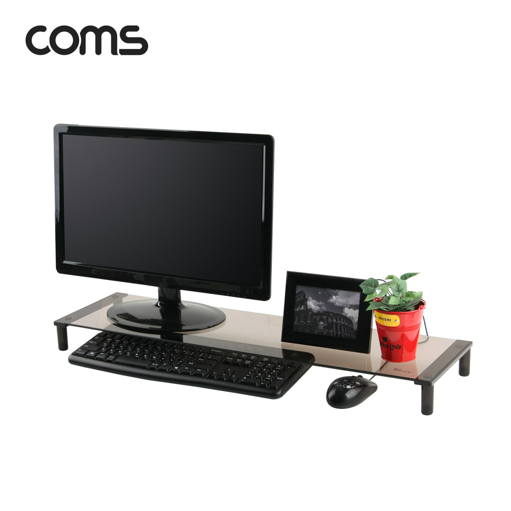 Coms 듀얼 모니터 스탠드 1단 (760*209 = 1ea), 유리볼트형