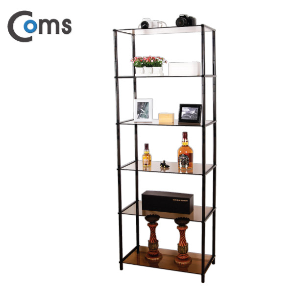 Coms 조립식 유리진열장(블랙) 6단 (620x309 = 6ea), 브론즈 유리