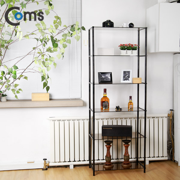 Coms 조립식 유리진열장(블랙) 6단 (620x309 = 6ea), 브론즈 유리