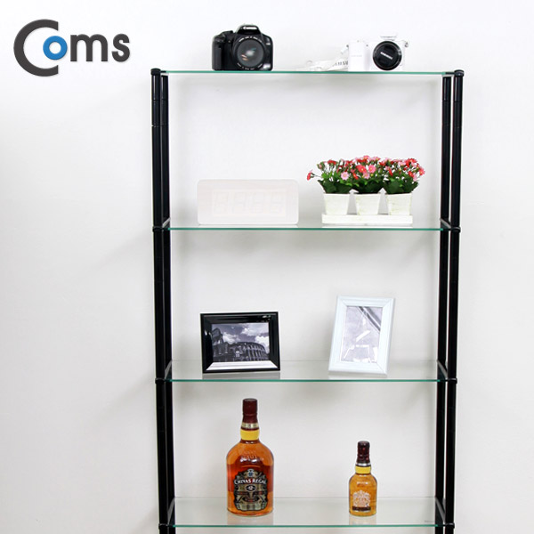 Coms 조립식 유리진열장(블랙) 6단 (620x209 = 6ea), 투명유리