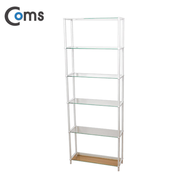 Coms 조립식 유리진열장(화이트) 6단 (620x209 = 6ea), 투명유리