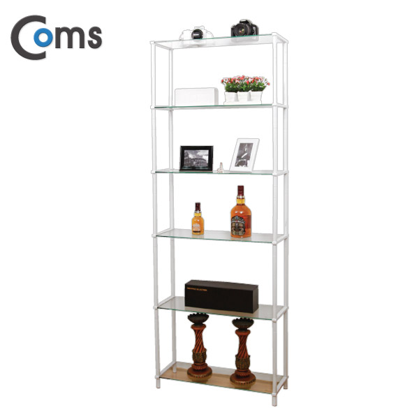 Coms 조립식 유리진열장(화이트) 6단 (620x209 = 6ea), 투명유리