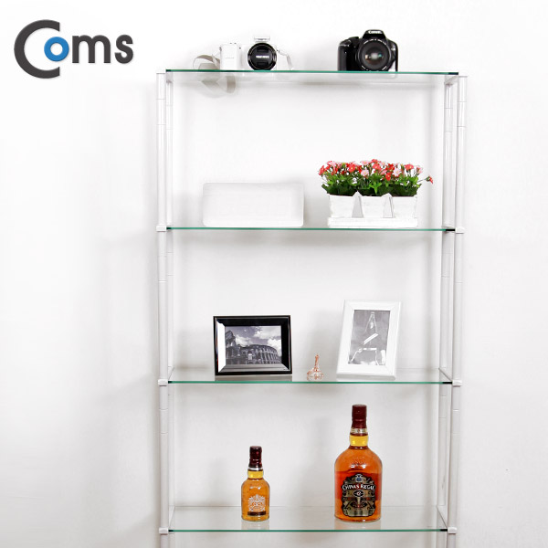 Coms 조립식 유리진열장(화이트) 6단 (620x209 = 6ea), 투명유리