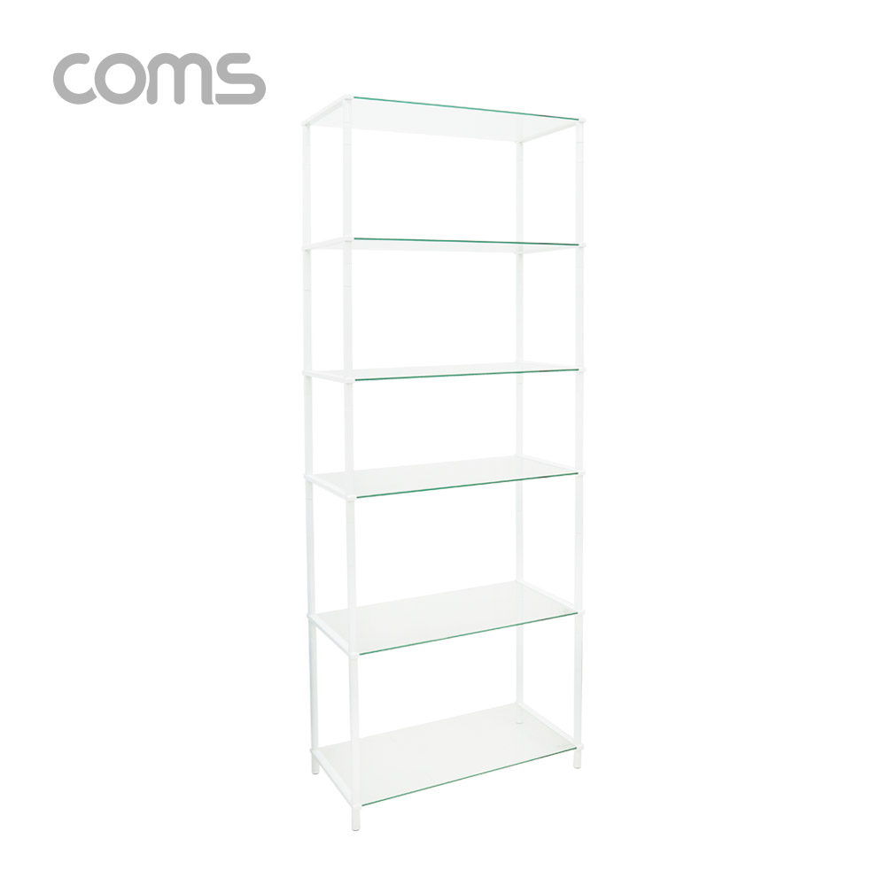 Coms 조립식 유리진열장(화이트) 6단 (620x309 = 6ea), 투명 유리