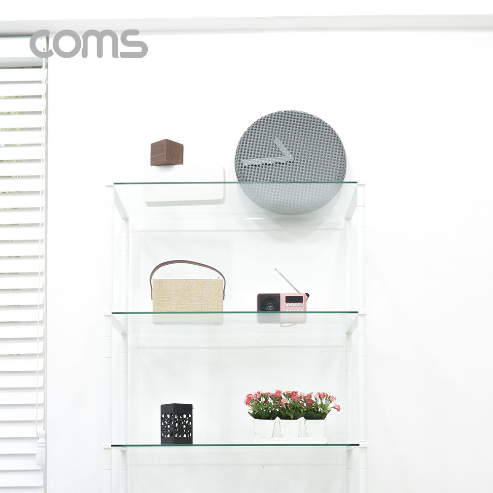 Coms 조립식 유리진열장(화이트) 6단 (620x309 = 6ea), 투명 유리