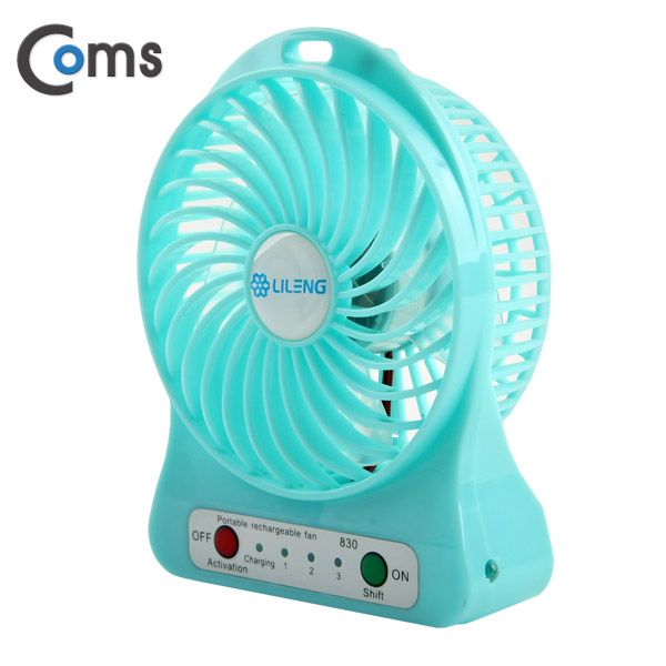 Coms 미니 토네이도 USB 선풍기 (18650 충전기/90mm 팬), Sky Blue /evn2