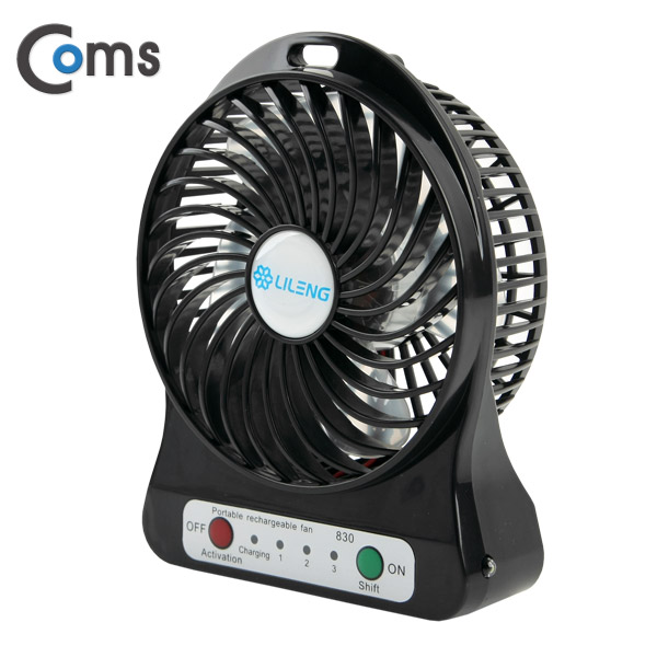 Coms 미니 토네이도 USB 선풍기 (18650 충전기/90mm 팬), Black / evn2
