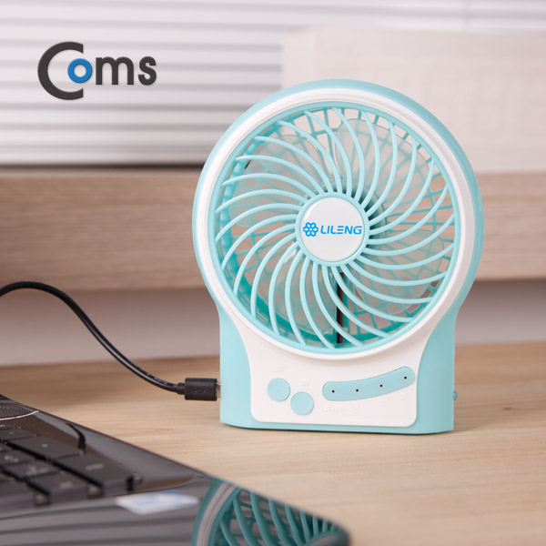 Coms 미니 토네이도 USB 선풍기 (18650 충전기/95mm 팬) Sky Blue /evn2