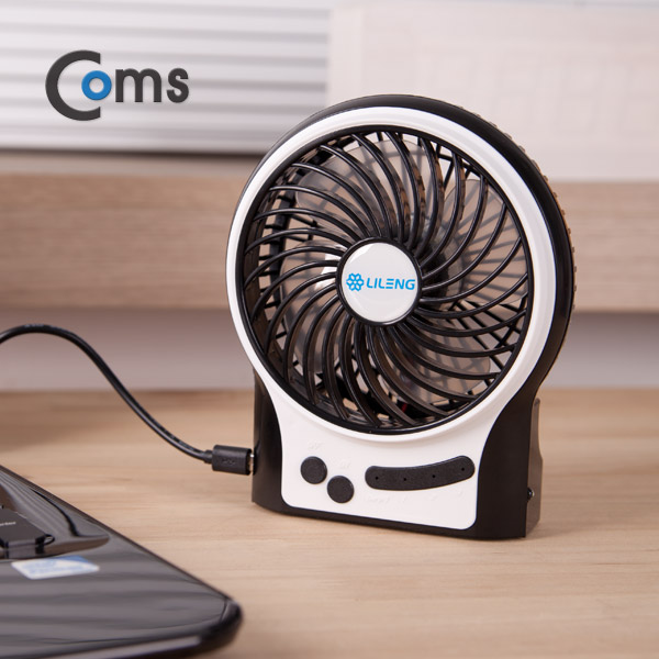 Coms 미니 토네이도 USB 선풍기 (18650 충전기/95mm 팬) Black /evn2