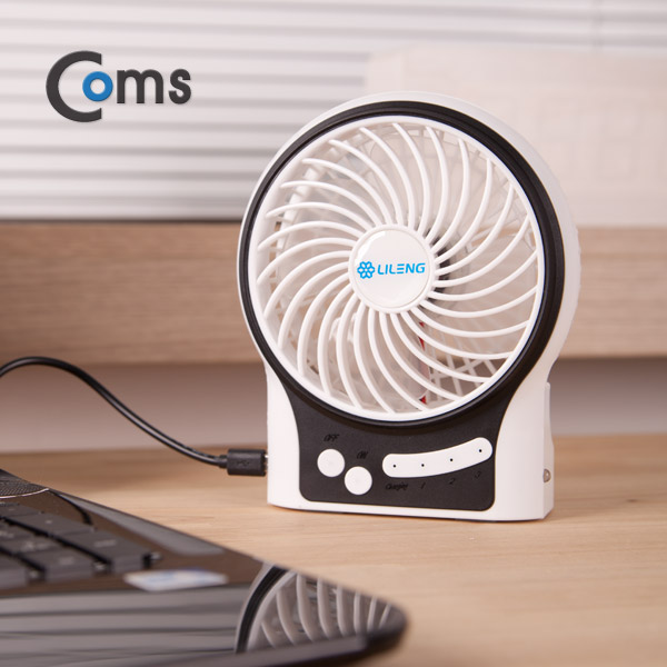 Coms 미니 토네이도 USB 선풍기 (18650 충전기/95mm 팬) White / evn2