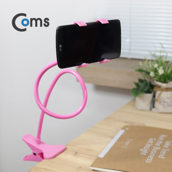 Coms 스마트폰 거치대 (탁상/침대거치/집게고정) Pink