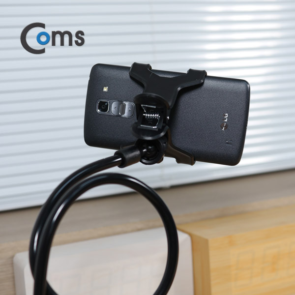 Coms 스마트폰 거치대 (탁상/침대거치/집게고정) Black