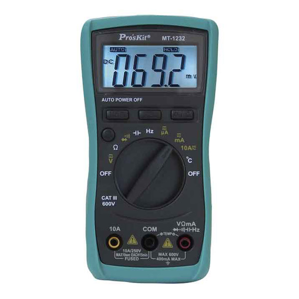 Prokit 디지털 테스터기(MT-1232) DC/AC/전류/저항/주파수/온도