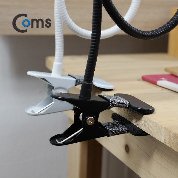 Coms 스마트폰 거치대 (탁상/침대거치/집게고정) White