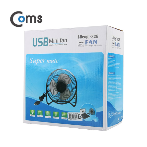 Coms USB 선풍기/상하조절/대형(18cm) Black