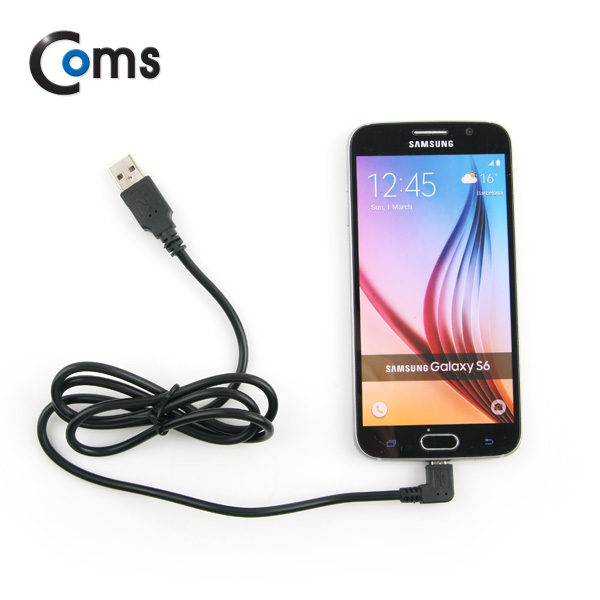 Coms USB/Micro USB(B) 케이블, 1M (좌향 90도 꺾임(꺽임))
