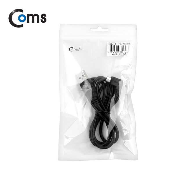 Coms USB/Micro USB(B) 케이블, 1M (좌향 90도 꺾임(꺽임))