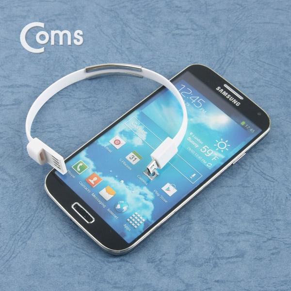 Coms USB/Micro USB 케이블 팔찌(손목링형) White