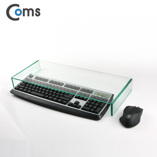 Coms 키보드 숨김 크리스탈 모니터스탠드 /투명 (210 x 520) /두께 5mm