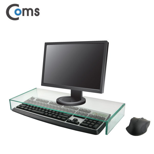 Coms 키보드 숨김 크리스탈 모니터스탠드 /투명 (210 x 520) /두께 5mm