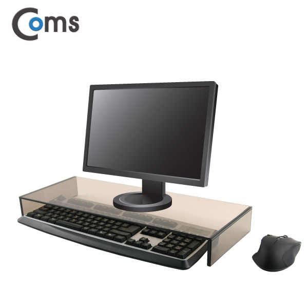 Coms 키보드 숨김 크리스탈 모니터스탠드 /브론즈 (210 x 520) /두께 5mm