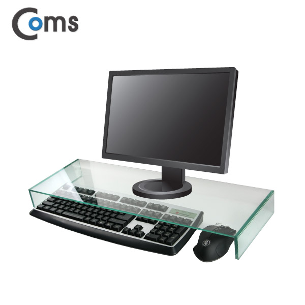 Coms 키보드/마우스 숨김 크리스탈 스탠드 /투명 (210 x 620) /두께 5mm
