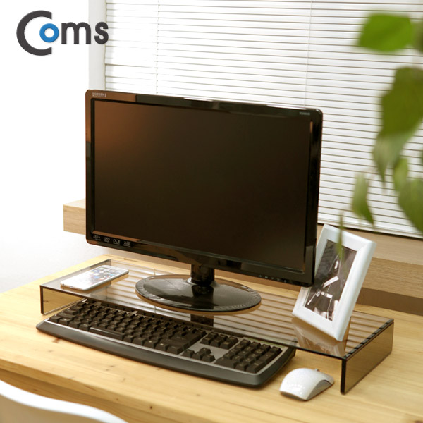 Coms 키보드/마우스 숨김 크리스탈 스탠드 /브론즈 (210 x 620) /두께 5mm