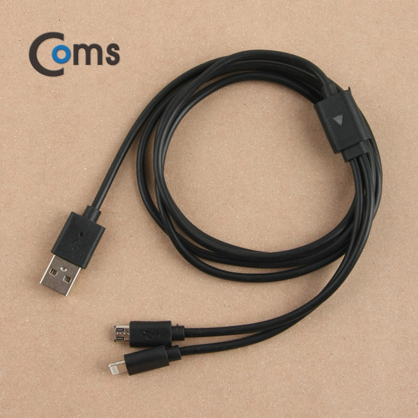 Coms 라이트닝 케이블(2 in 1) Y형/고속충전 Black