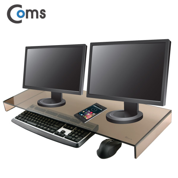 Coms 듀얼 모니터, 노트북 크리스탈 스탠드 /브론즈 (310 x 820) /두께 8mm