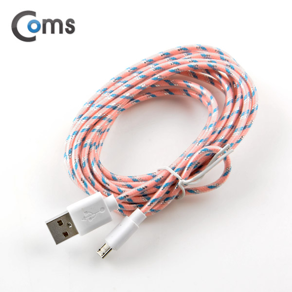 Coms USB/Micro USB(B) 케이블(야광) 3M, Pink