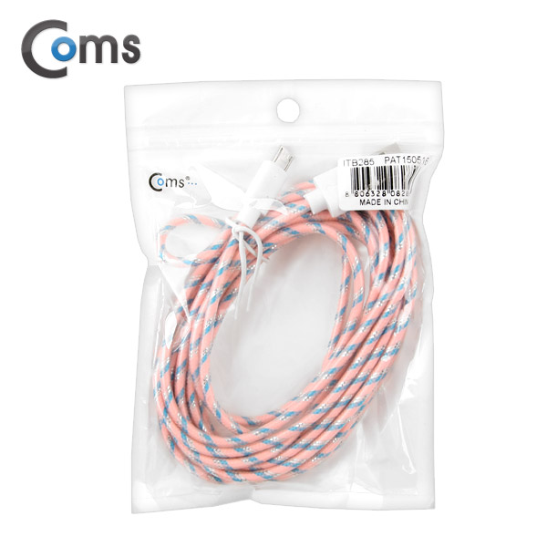 Coms USB/Micro USB(B) 케이블(야광) 3M, Pink