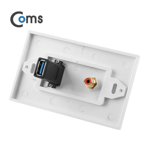 Coms 월 플레이트 (PLATE / USB 3.0 / 1RCA) USB 3.0/1RCA 모듈 포함