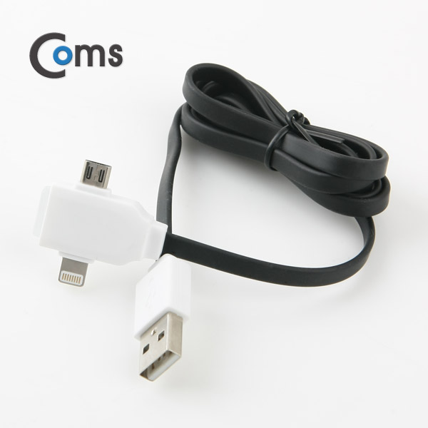 Coms 라이트닝 케이블(2 in 1) T형/Blue LED/Micro 5P/Black