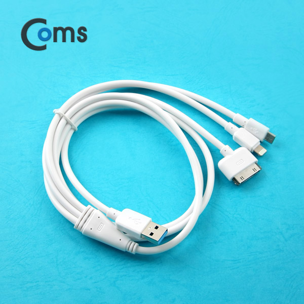 Coms A사 iOS 스마트폰 8Pin (8핀) 케이블(3 in 1), 멀티, 고출력, 30P/8P/Micro 5P