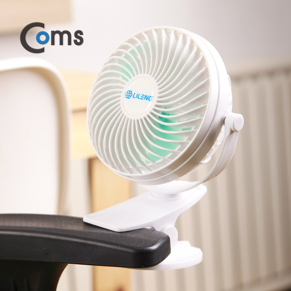 Coms 토네이도 USB 선풍기 집게 거치형 (18650 충전) 90mm White / evn2