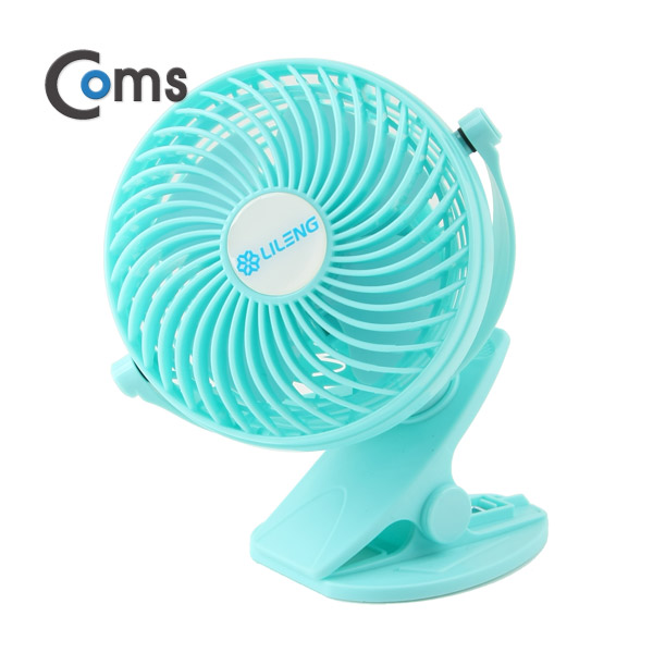 Coms 토네이도 USB 선풍기 집게 거치형 (18650 충전) 90mm Sky Blue / evn2