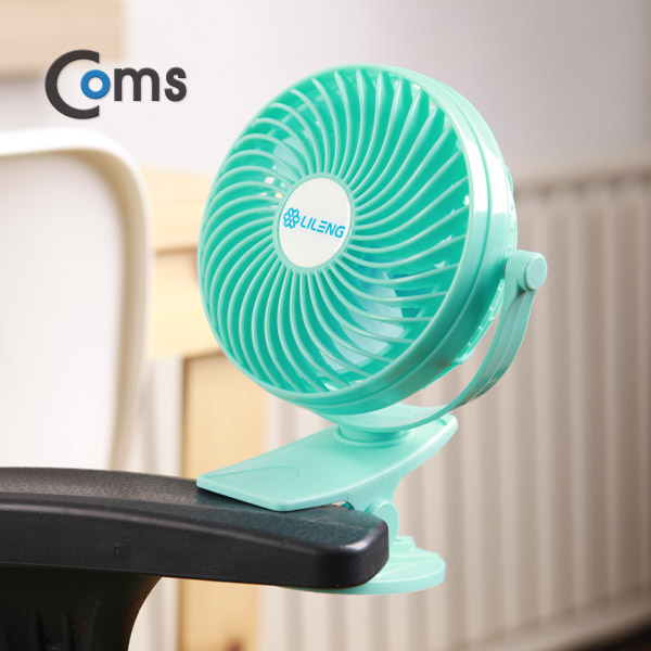 Coms 토네이도 USB 선풍기 집게 거치형 (18650 충전) 90mm Sky Blue / evn2