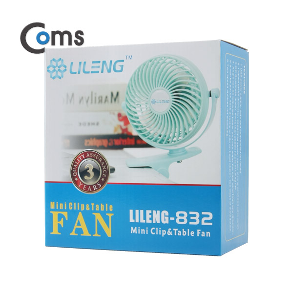 Coms 토네이도 USB 선풍기 집게 거치형 (18650 충전) 90mm Sky Blue / evn2