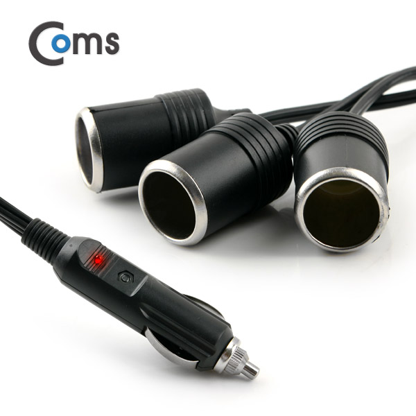 Coms 차량용 시가 Y형 분배기, 3분배, 케이블형 50cm / 시가잭(시거잭)